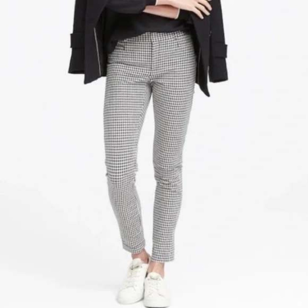 Banana Republic Sloan Fit Plaid Ankle Pants Size 8 Trousers Career Houndstooth‎
